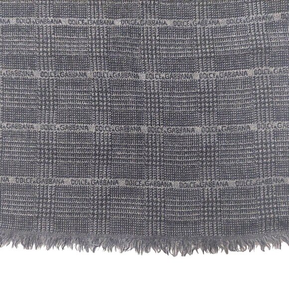 Dolce & Gabbana Vintage Black White Logo Print Plaid Scarf - Picture 10 of 13